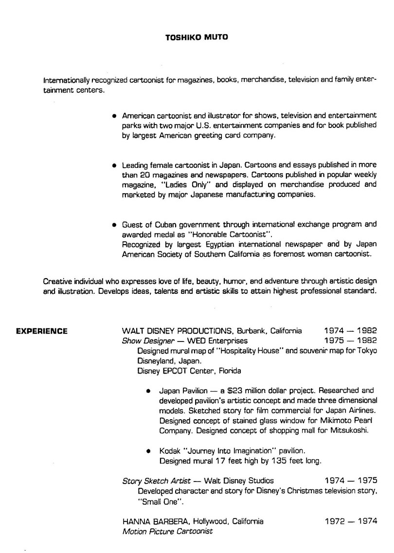 Toshiko Muto - Resume